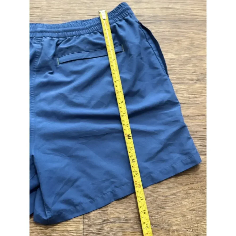 Orvis Mens Blue Swim Trunks Shorts L Mesh Lined Elastic Waist Quick Dry